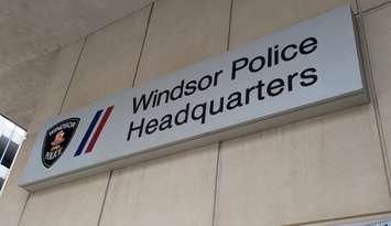 Windsor Police Headquarters entrance, May 20, 2025. Photo by Mark Brown/WindsorNewsToday.ca.