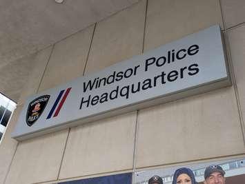 Windsor Police Headquarters entrance, May 20, 2025. Photo by Mark Brown/WindsorNewsToday.ca.