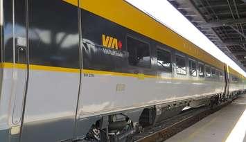 A VIA train at the downtown London station. (File photo by Miranda Chant, Blackburn Media)