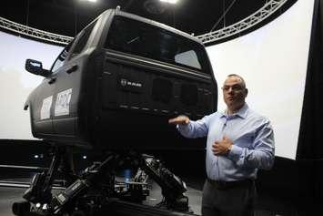 FCA Canada Head of Engineering Tony Mancina explaining the new driver simulator at the FCA Automotive Research & Development Centre, September 24, 2019. (Photo by Maureen Revait)  