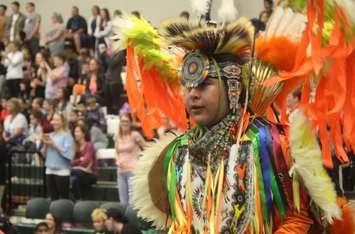 A dancer participates in a ceremonial dance circle. (Photo by Mark Brown)