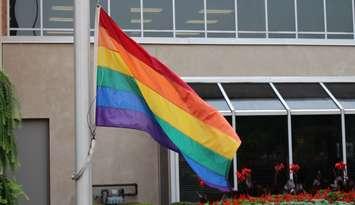 Pride flag flying at Windsor City Hall August 5, 2014. (Photo by Adelle Loiselle.)