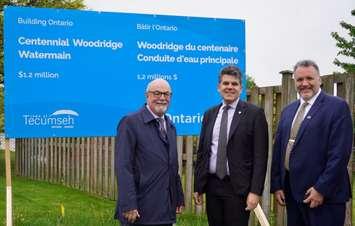 Tecumseh Mayor Gary McNamara, from left, Windsor-Tecumseh MPP Andrew Dowie, and Tecumseh Deputy Mayor Joe Bachetti on site of a watermain replacement. Photo provided by MPP Andrew Dowie.