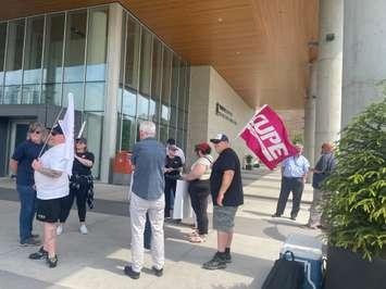 Windsor Public Library employees rally outside Windsor City Hall, June 18, 2024. (Photo by Maureen Revait) 