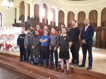 The fourteen models scheduled to participate in the Celebrity Mens Fashion Show are seen at a media event at the Waters Edge Event Centre on March 20, 2019. Photo by Mark Brown/Blackburn News.