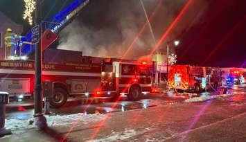 Chatham-Kent fire crews respond to a blaze in downtown Bothwell. January 17, 2025. (Photo courtesy of Chatham-Kent Fire and Rescue)