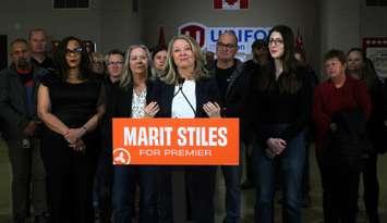 Ontario NDP Leader Marit Stiles in Windsor, January 31, 2025. (Photo by Maureen Revait)