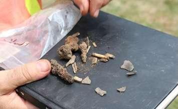 Artifacts found at the construction site for a new roundabout in west Windsor, July 26 2017.  (Photo by Aria Carter)