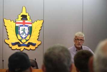 Chatham-Kent-Essex MPP Rick Nicholls holds a town hall at the Leamington Municipal Building on July 25, 2016. (Photo by Ricardo Veneza)