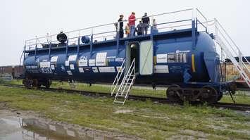 The Transcaer Safety Train at the CN rail yard on July 10, 2025 (Photo by: Lindsay Newman/ Blackburn Media)