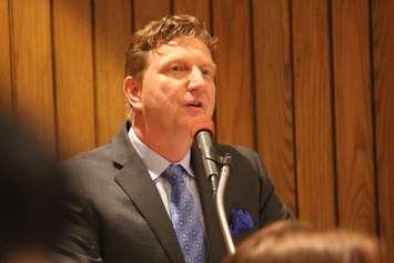 Program and Accommodation Review Committee Chair Bill Orawski presents the final report, June 2, 2015. (Photo by Jason Viau)