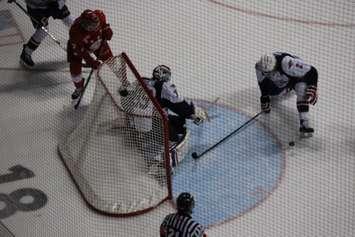 The Windsor Spitfires lose 2-4 against the Sault Ste Marie Greyhounds on November 16, 2014 at the WFCU Centre. (Photo by Jason Viau)