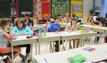 Grade 6 classroom at St. John Vianney School, September 21, 2016. (Photo by Maureen Revait) 