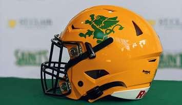 St. Clair College Saints football helmet. Photo provided by St. Clair College.