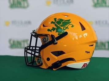 St. Clair College Saints football helmet. Photo provided by St. Clair College.