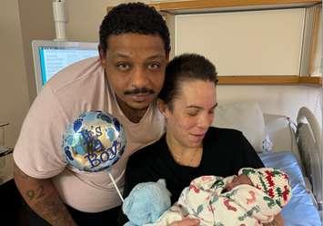 (Photo of Marissa Chase and Brandan Evans with their newborn son, Jupiter, courtesy of Windsor Regional Hospital)