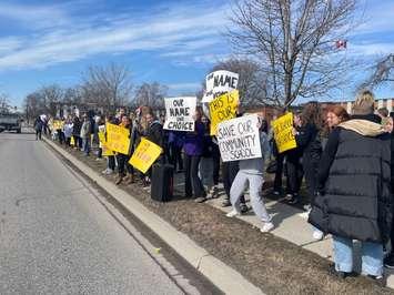 Students rally outside Kingsville District High School, February 23, 2024. (Photo by Maureen Revait) 