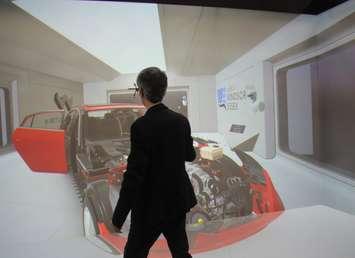 Invest WindsorEssex's virtual reality cave, April 27, 2023. (Photo by Maureen Revait) 