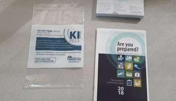 A potassium iodide, or KI, kit is displayed at the Windsor-Essex County Health Unit on April 26, 2018. Photo by Mark Brown/Blackburn News.