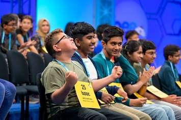 Isaac Brogan of Windsor at the Scripps National Spelling Bee in National Harbor, Maryland, May 31, 2023. Photo courtesy Scripps National Spelling Bee/Twitter.