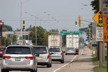Northbound traffic on Huron Church Rd. in Windsor. (Photo by Adelle Loiselle.)