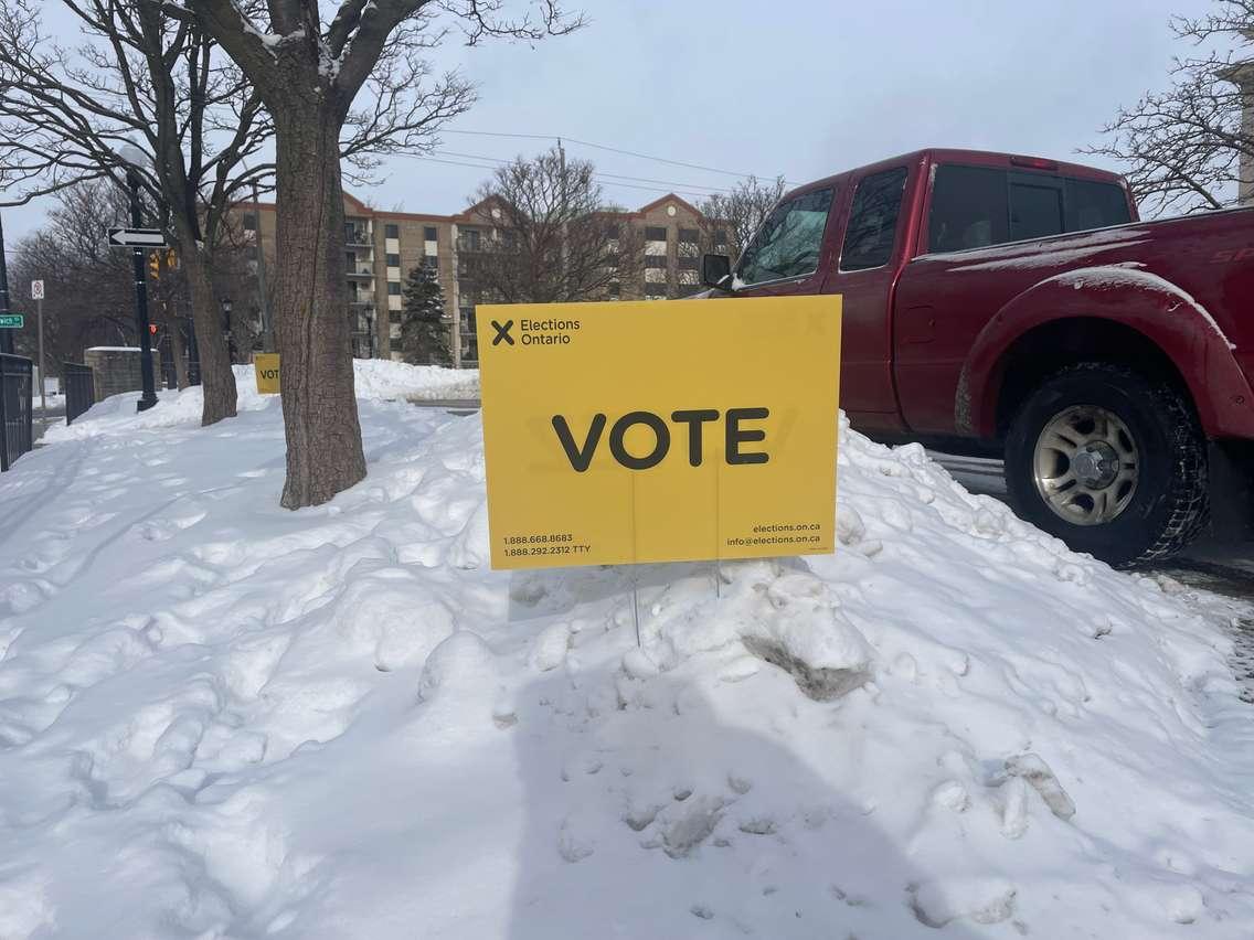 Elections Ontario vote sign, February 2025. (Photo by Maureen Revait) 