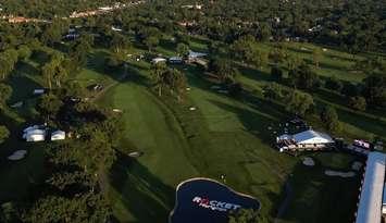 An aerial view of the Detroit Golf Club in Detroit during the 2024 Rocket Classic. Photo courtesy Detroit Golf Club/Instagram.