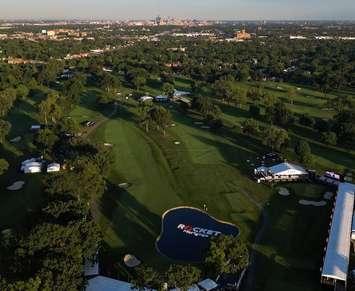 An aerial view of the Detroit Golf Club in Detroit during the 2024 Rocket Classic. Photo courtesy Detroit Golf Club/Instagram.