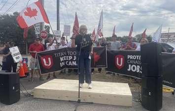 Unifor national president Lana Payne, September 10, 2025. (photo by Maureen Revait) 