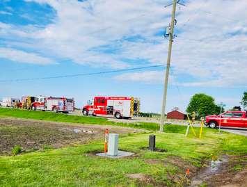 Petrolia and North Enniskillen Fire Department on scene of a collision, May 12, 2024 (Photo by: PNEFD) 