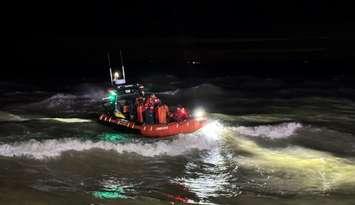 A search near the Leamington Pier for a missing swimmer (Photo by: Leamington OPP)