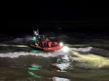 A search near the Leamington Pier for a missing swimmer (Photo by: Leamington OPP)