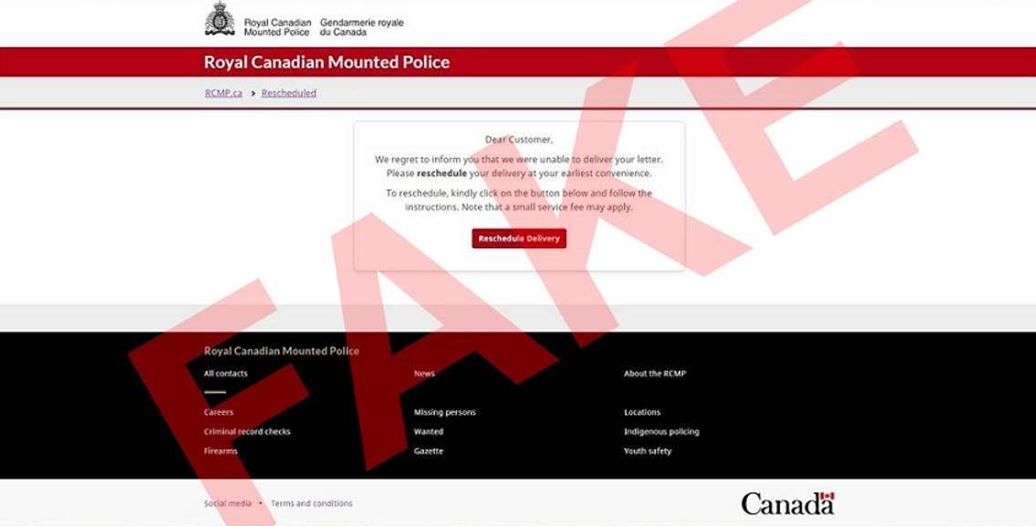 A fraud attempt involving the RCMP website. Image provided by OPP.