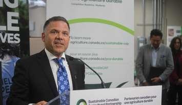 Essex MPP Anthony Leardi speaking at the South Essex Community Council in Kingsville, September 27, 2024. Photo by Mark Brown/WindsorNewsToday.ca.