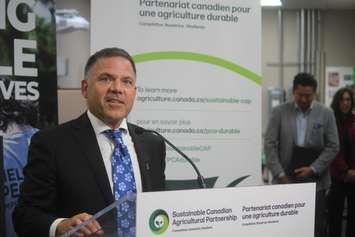 Essex MPP Anthony Leardi speaking at the South Essex Community Council in Kingsville, September 27, 2024. Photo by Mark Brown/WindsorNewsToday.ca.