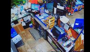 Surveillance still of armed robbery on Campbell Avenue. (Provided by Windsor Police) 