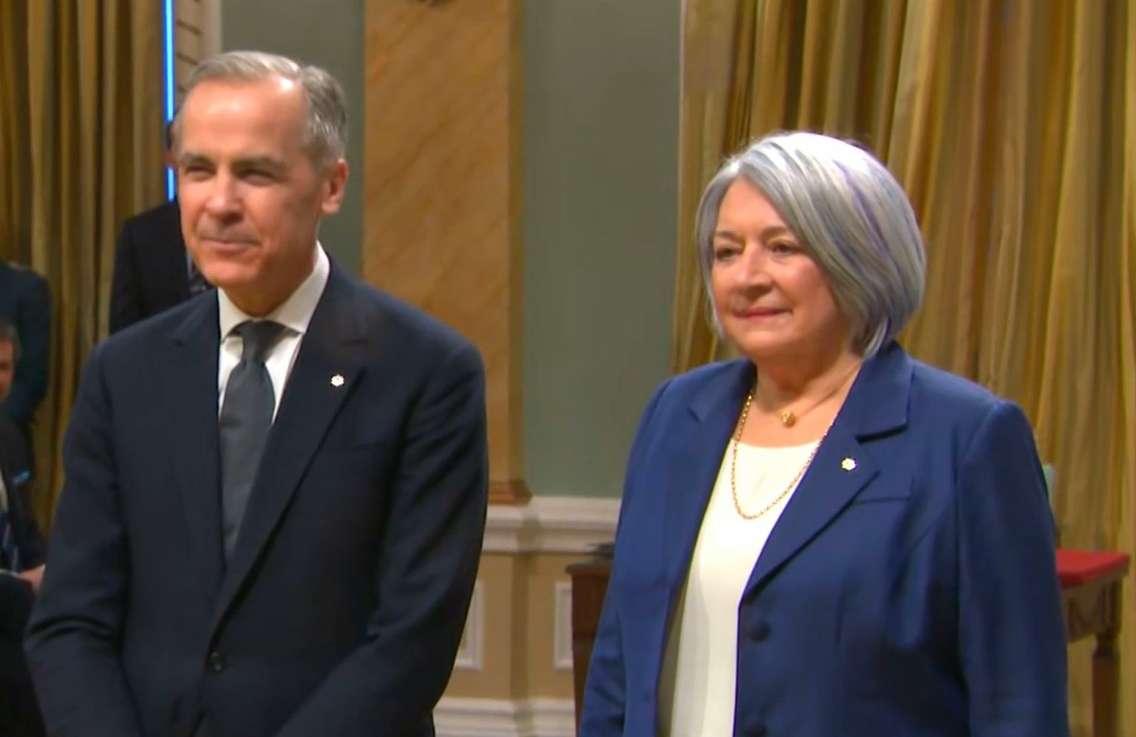 Screenshot of swearing in ceremony March 14, 2025. Prime Minister Mark Carney and Governor General Mary Simon. Photo courtesy of CPAC.