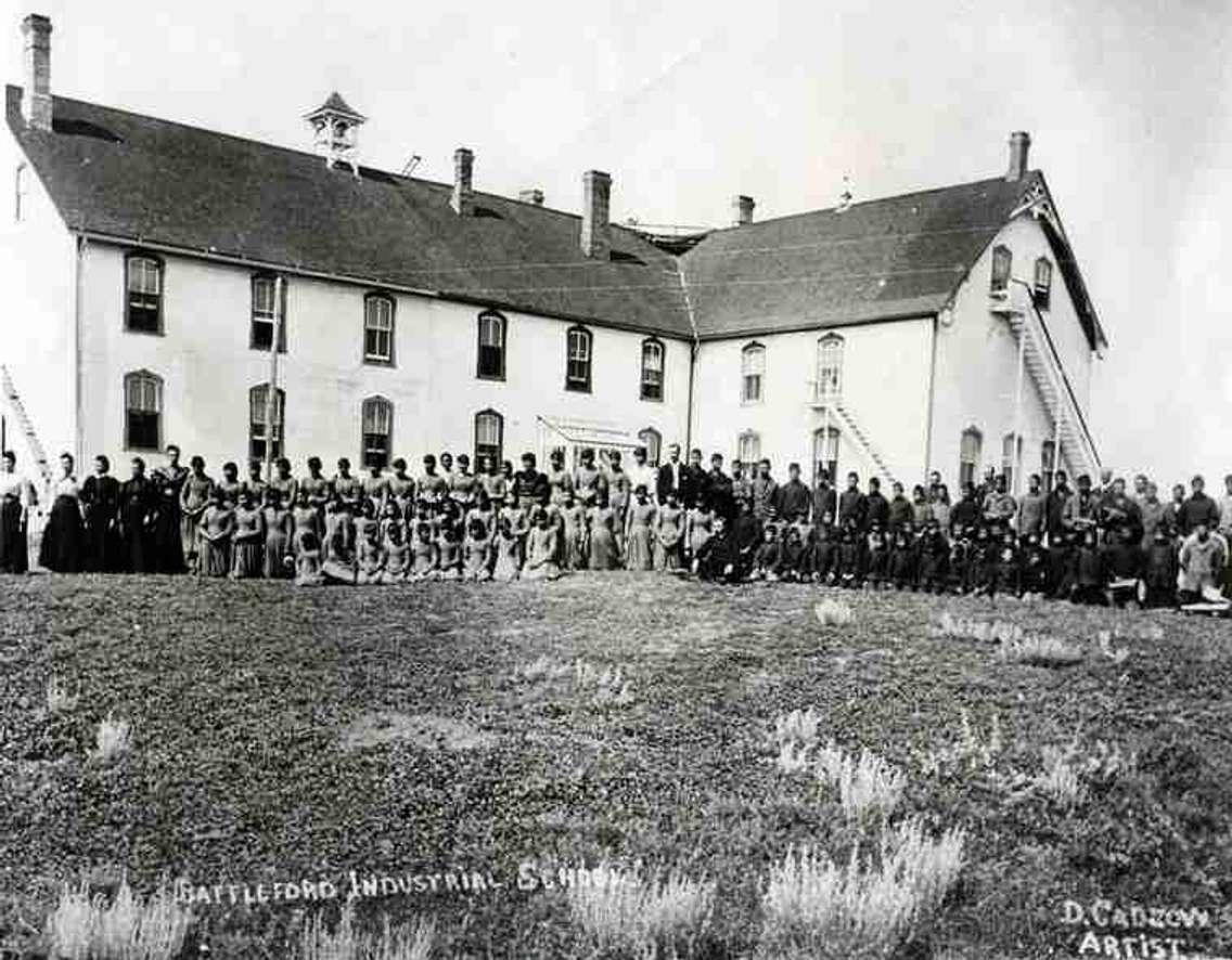 (Photo of Marieval Indian Residential School courtesy of the University of Regina.)