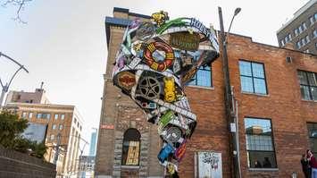 An art installation in on display in WIFF Alley in downtown Windsor, April 3, 2023. Photo by Lauren Hedges.