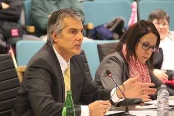 Eli Maodus (left), general manager of the Essex-Windsor Solid Waste Authority, attends the regular meeting of the council for the County of Essex on December 7, 2016. (Photo by Ricardo Veneza)