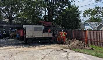 Contractors working at gas leak site behind Wheatley Library (Image courtesy of the Municipality of Chatham-Kent)