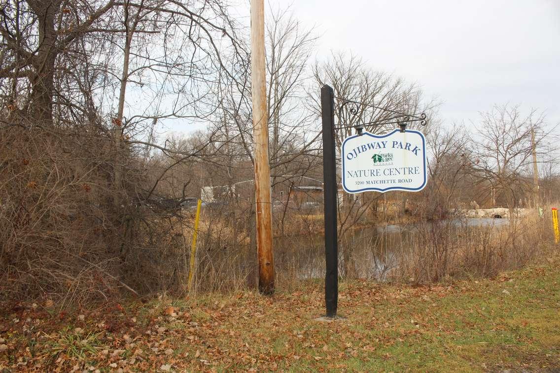 Ojibway Park sign, December 8, 2023. (Photo by Maureen Revait) 