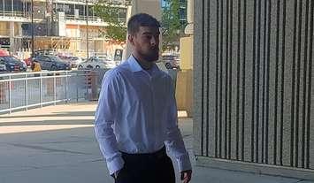 Shane Marshall entering the London courthouse for his sentencing, May 8, 2023. (Photo by Craig Needles, Blackburn Media)