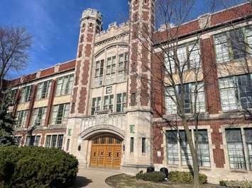 The former W.D. Lowe Secondary School identified as a municipal property that is available for residential development, March 1 2024. (Photo by Maureen Revait)