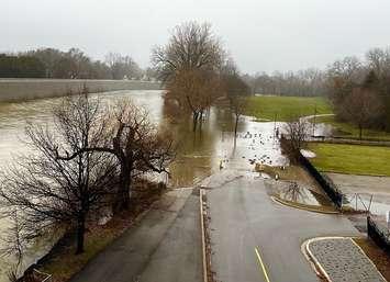 Flooding from the Thames River washing out part of the Thames Valley Parkway in Harris Park, December 28, 2023. Photo courtesy of Steve Goodine