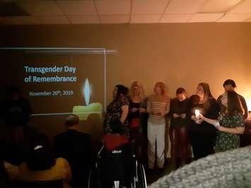 A candlelight vigil takes place at the W.E. Trans Support Centre in Windsor, November 20, 2019. Photo by Mark Brown/Blackburn News.