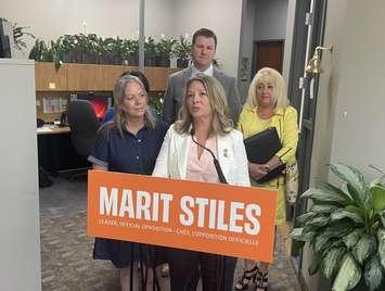 Marit Stiles at the Windsor Essex Regional Chamber of Commerce, July 2, 2025. (Photo by Maureen Revait)