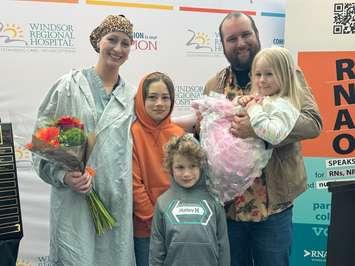 Marisa Smith is seen with her family after being named the recipient of the Lois Fairley Nursing Award. Photo provided by Windsor Regional Hospital.