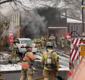 Firefighters on scene of a house fire at 823 Griffith Street, January 8, 2024. Photo provided by the London Fire Department.