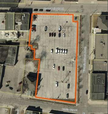 The parking lot at 115 Victoria St. N in Sarnia (Photo from Sarnia Council Agenda - July 10/23)